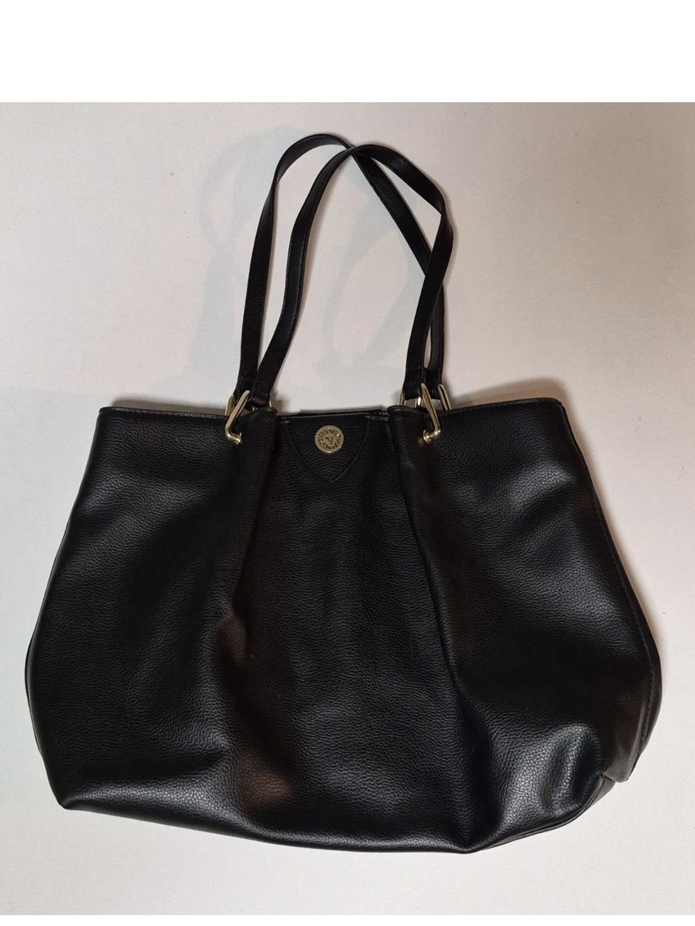 Anne Klein Classic A-Hinge Black Purse Bag